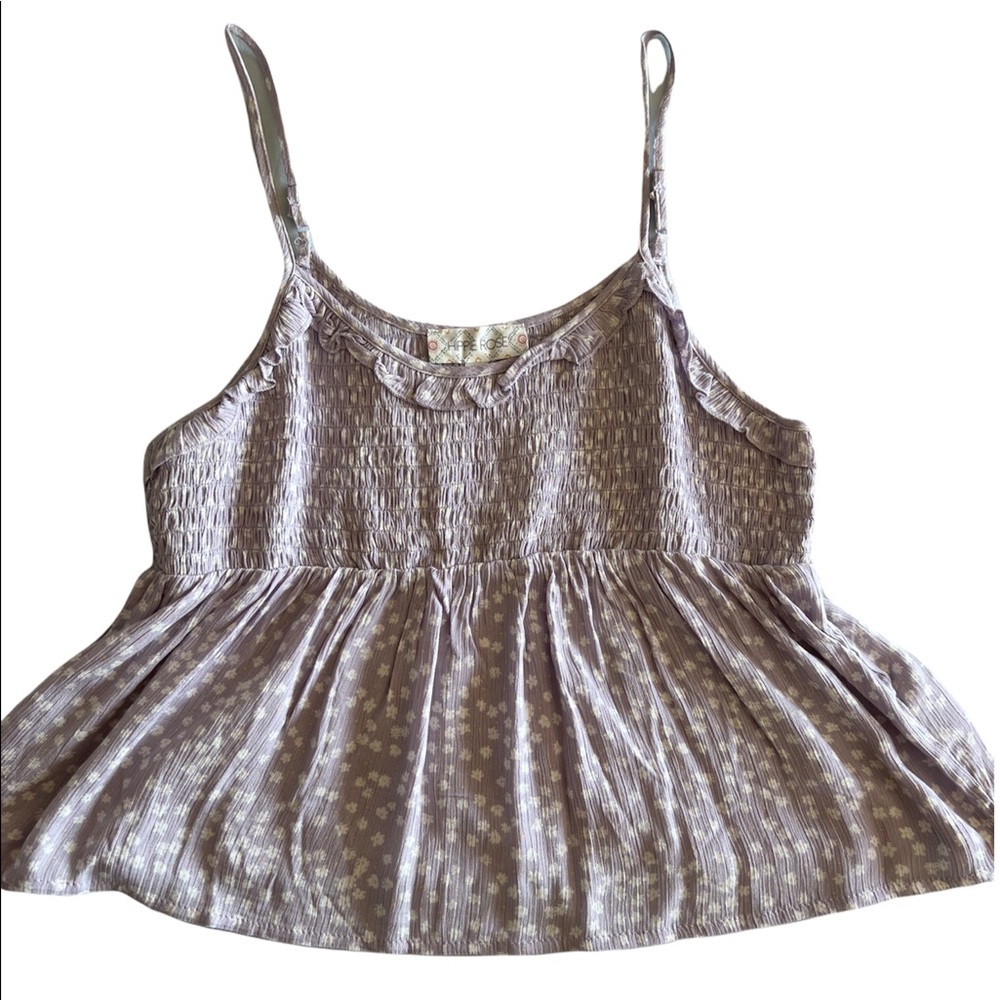 Hippie Rose Flowy Lavender Floral Spaghetti Strap Top